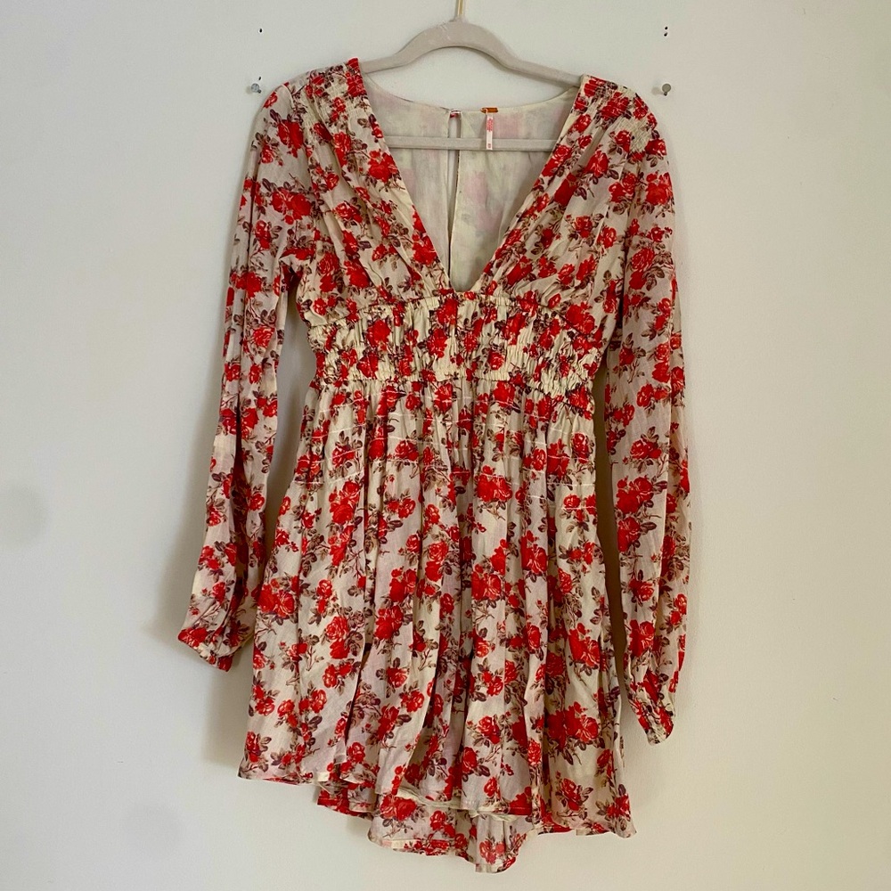Free People Floral Longsleeve Mini Dress